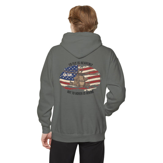 Men's, CH-53E "TO HOVER IS DIVINE", Relaxed Fit Hoodie